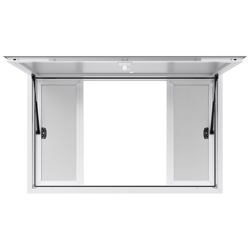 Verkaufsfenster 135x84 cm, Servicefenster aus Aluminiumlegierung für Food Truck, bis zu 85 Grad aufstellbares Bedienfenster mit 4 Schiebefenstern, Markisentür,
