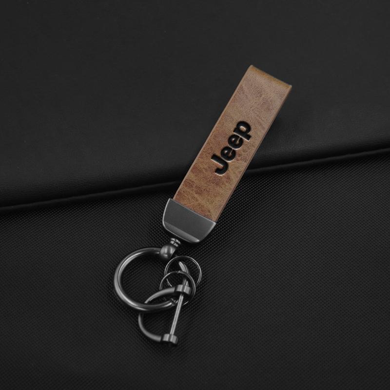 

Cup Holders Car Metal Leather Key Ring Chain For Jeep Grand Cherokee WK WK2 JK KK KL Commander XK Renegade Styling Keychain Auto
