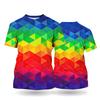 Rainbow T-Shirt Unisex Short Sleeved Top Tees Carnival Printed T-Shirts Red And Yellow Pattern Oversized Men's Clothing