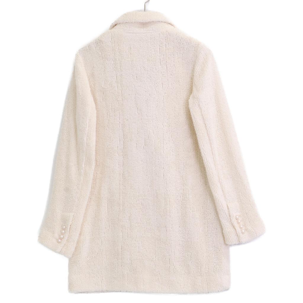 DOUBLE STANDARD CLOTHING White Pile Double-breasted Jacket with Pearl Buttons Jacket 36 IvoryUsed