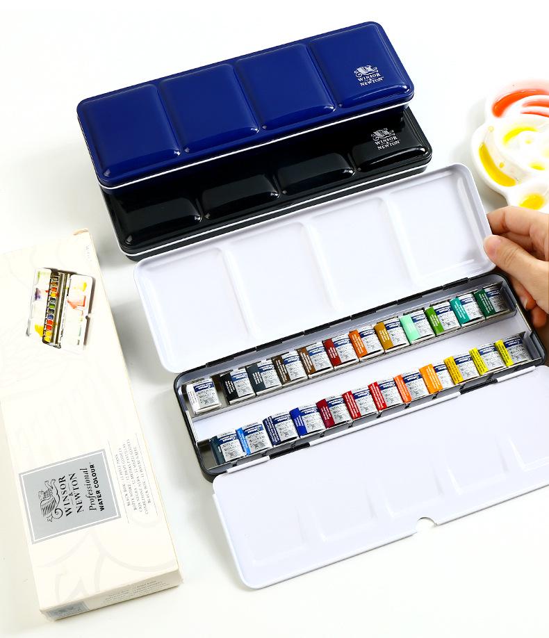 Winsor & Newton Cotman Artist Watercolor Set with Full/Half Pans In Portable Metal Box