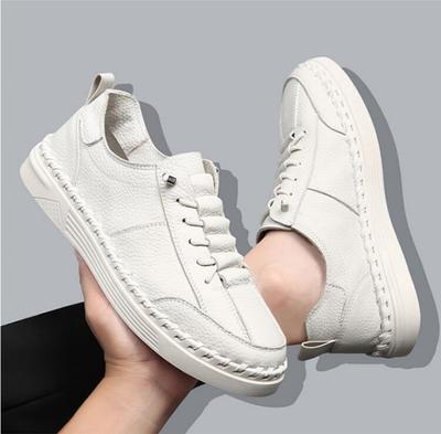 Herren Echtleder Walking Schuhe Frühling Sommer Neue Trendige Allround-Plateau-Freizeitschuhe Britische Sneaker Herren Slipper Flats