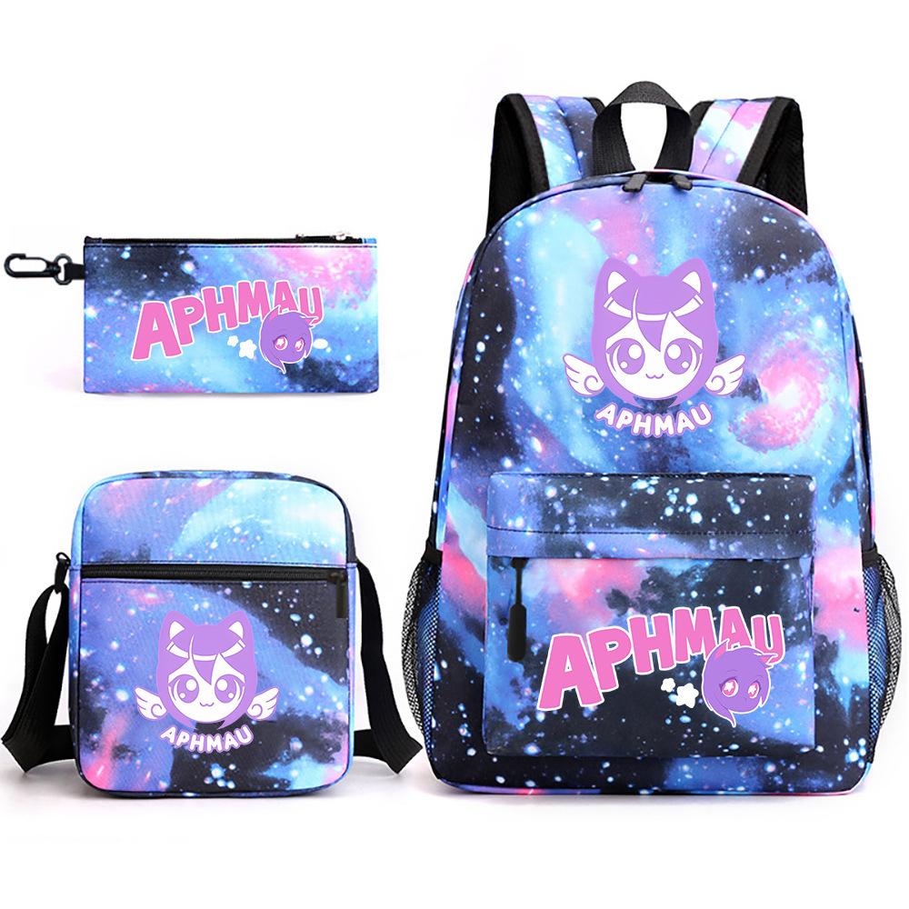 Game Merchandise Aphmau Schooltas Cartoon Rugzak Etui Schoudertas Drie-delige Set Three piece set