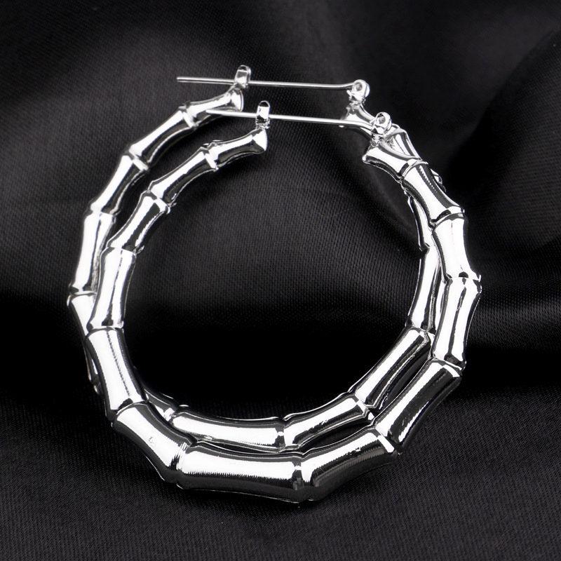 Neue Mode Silber/Gold Farbe Party Übertrieben Bambus Abschnitt Große Runde Creolen Kreis Ohrringe