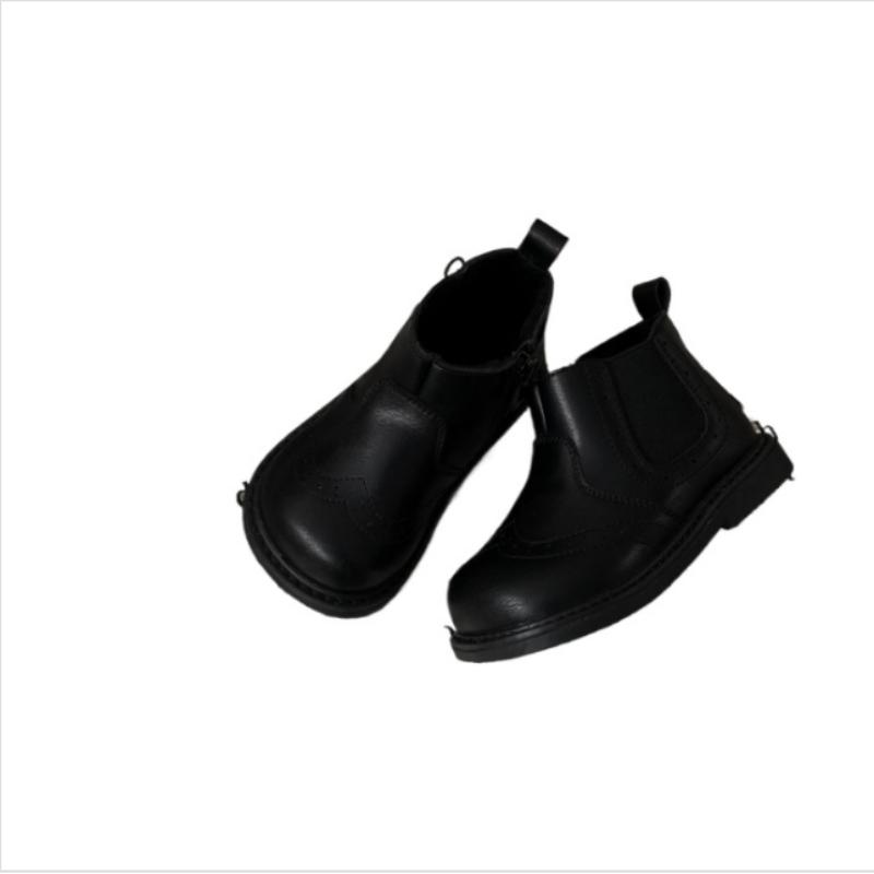 

Autumn Winter New Children Boots Boys Girls Short Boots Toddler Fashion Leather Shoes England Style Soft Bottom Boots 21-33 23