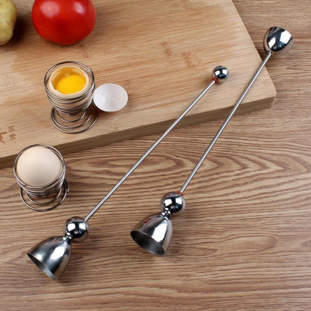 2 stk Rustfritt Stål Eggknekker Separator Profesjonell Eggvisp Skall Kokt Verktøy Matlagingsverktøy