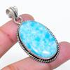 Natural Larimar Gemstone Handmade 925 Sterling Silver Jewelry Pendant 1.97" AP-15470