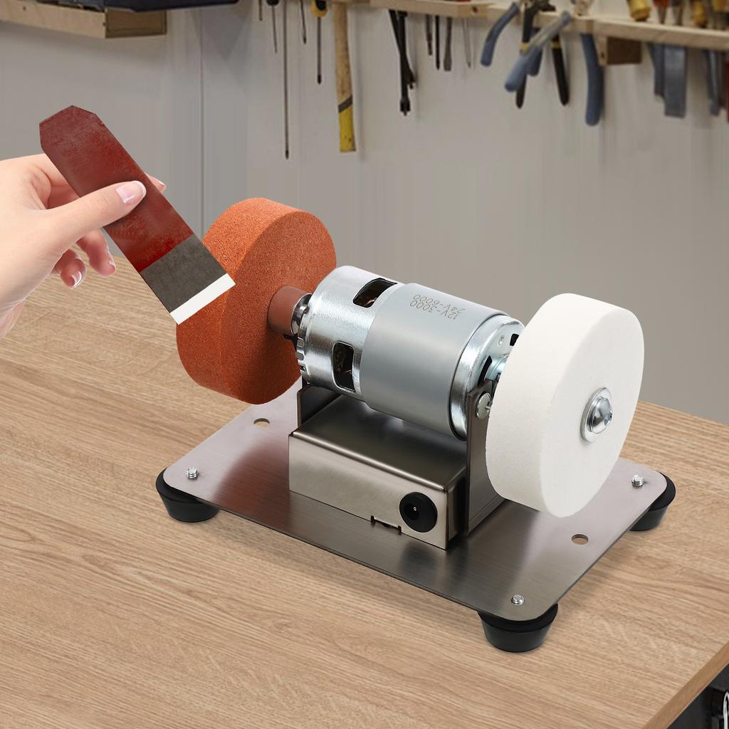 Electric Benchtop Grinder with Dual Grinding Wheels, Adjustable Variable Speed 3000-6000 RPM Compact Table Grinding Tool