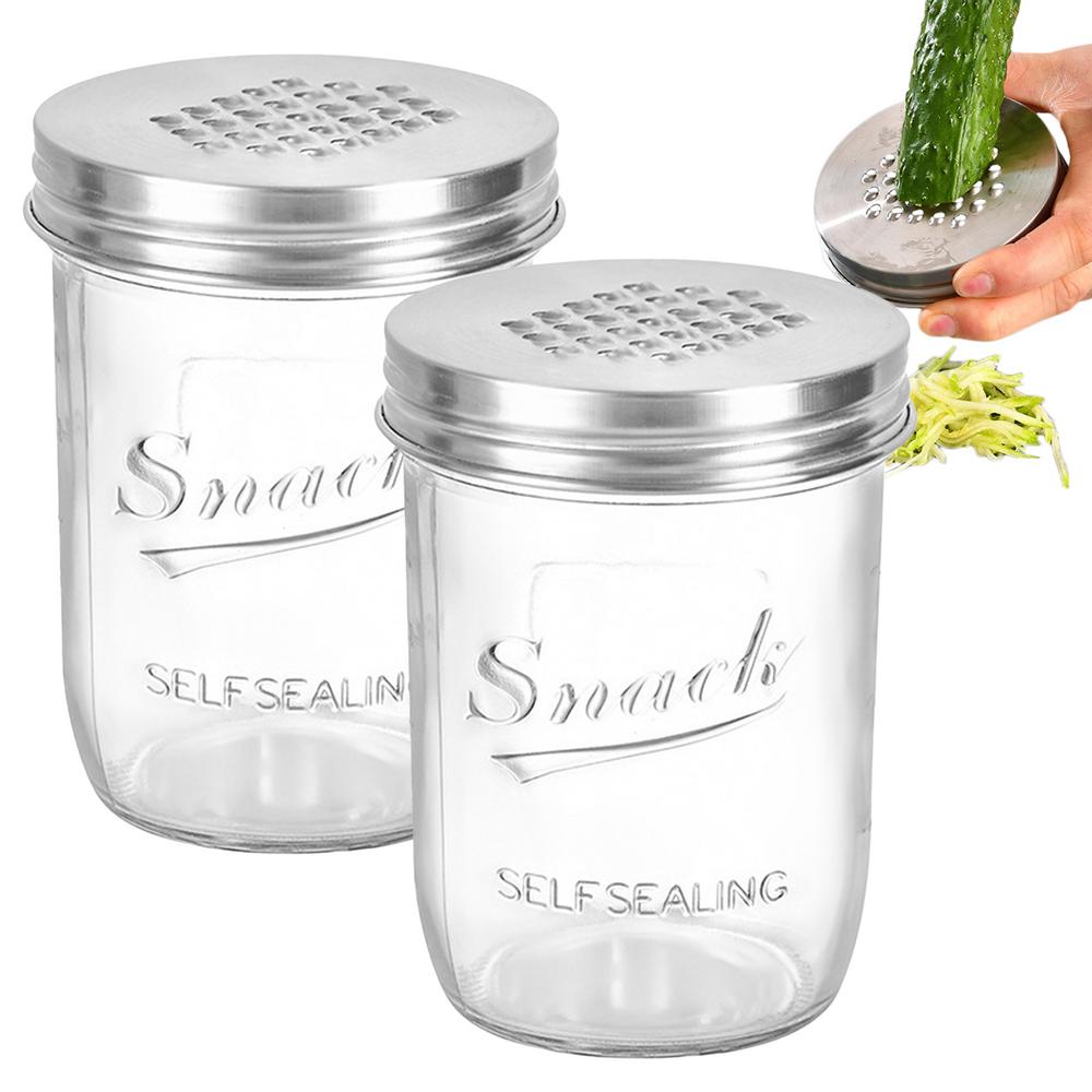 Mason Jar Cheese Grater Lid Stainless Steel Kitchen Cheese Zester Household Shredder Tool For Carrots Cucumbers Cheese