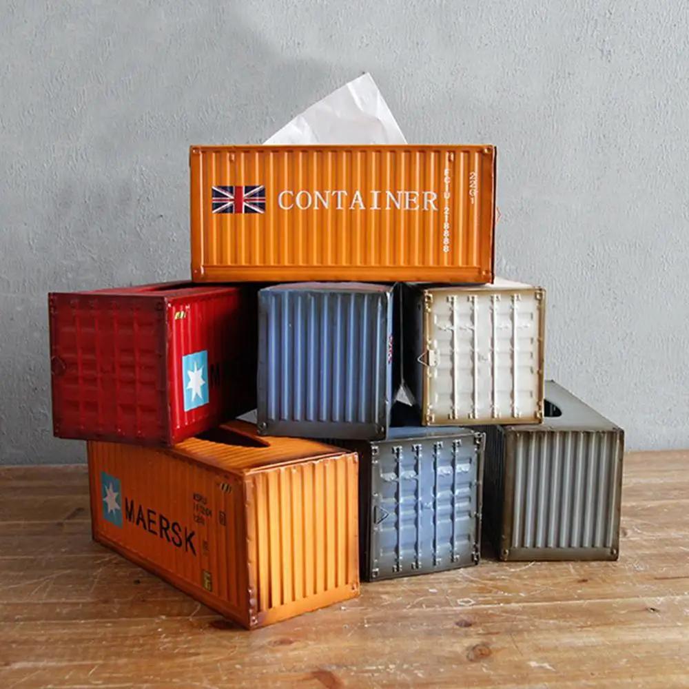 Retro Kreatives Containerdesign Eisen Taschentuchbox Zuhause Auto Serviettenpapierbehälter Metall Papierhandtuch Aufbewahrungskoffer Heimdeko