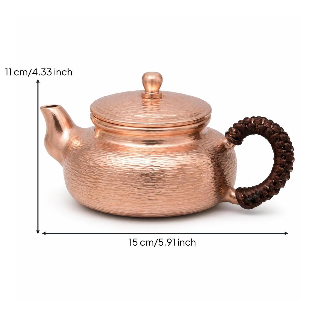 Copper Teapot Hammered with Side Handle Kettle for Collectors,