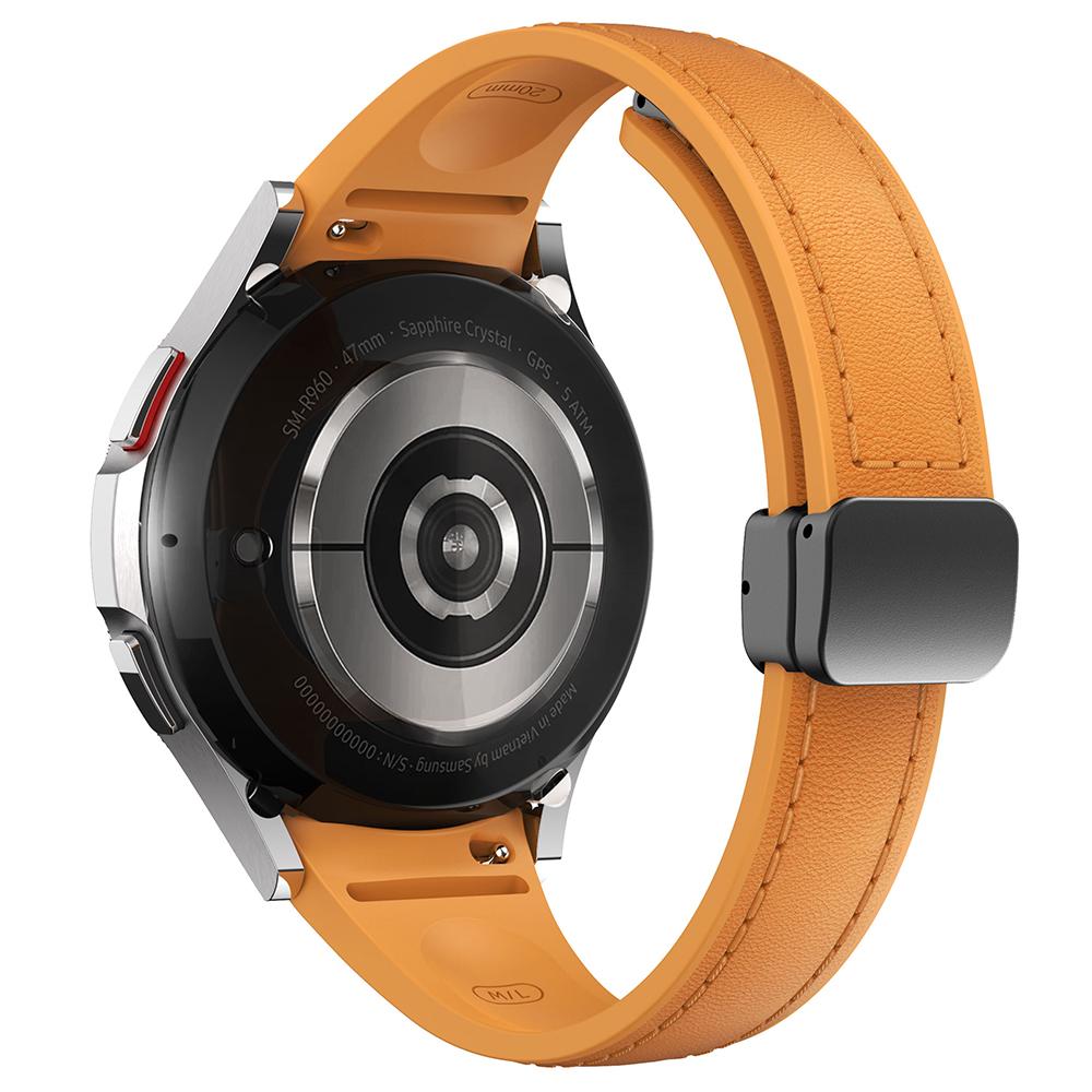 For Samsung Watch FE 40mm/Watch4 Classic Active/Watch 5/Watch6 Classic Magnetic Buckle Leather+Silicone Strap