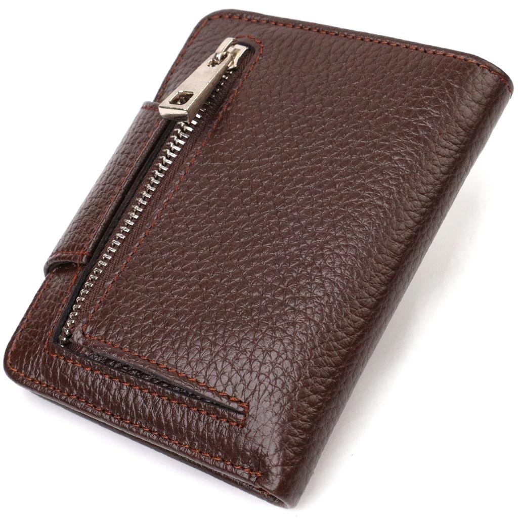 Practical Medium-sized Women's Purse Made of Genuine Grained Leather CANPELLINI 21808 Brown