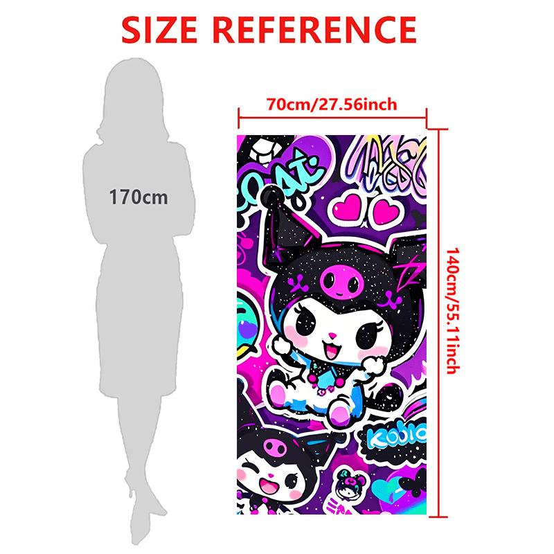 1pc Sanrio Kuromi Hello Kitty Family Print Absorbent Quick Dry Bath Sports Cape Towel for Beach Seaside Swimming Pool