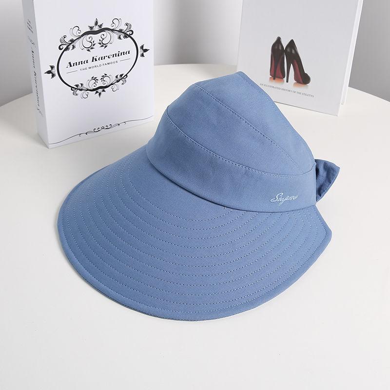 Hat Ladies Summer Big Eaves Empty Top Sun Hat Anti-UV Face Cover Outdoor Cycling Non-turning Sun Hat