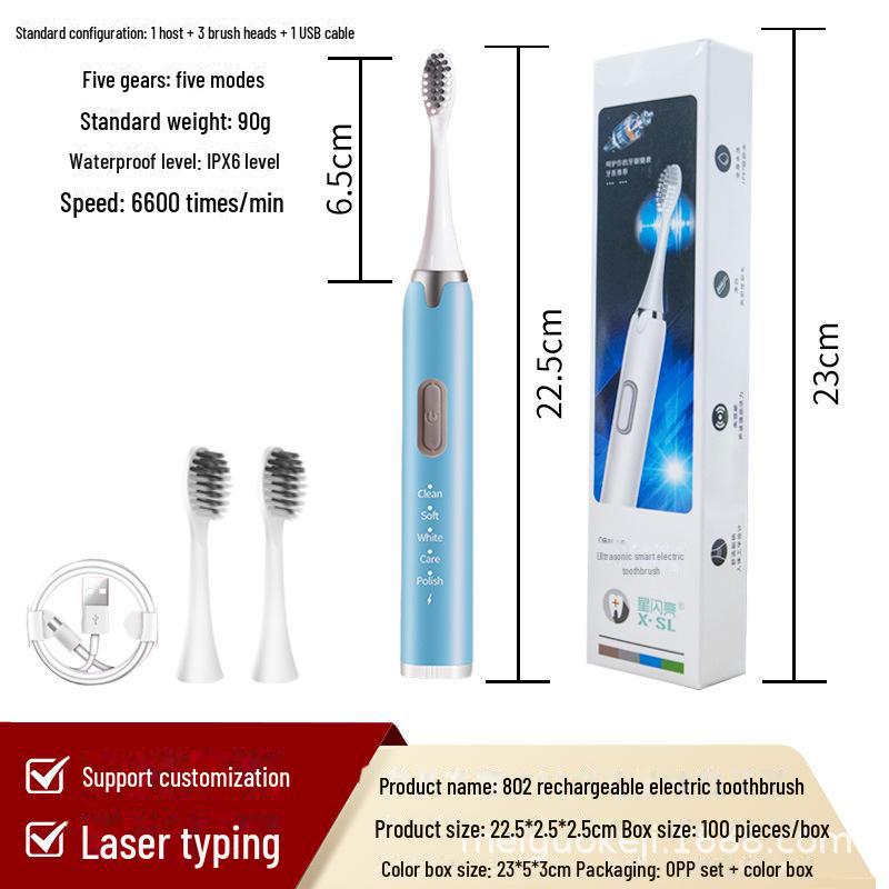 Sonic Rechargeable Electric Toothbrush - Standard Box Packaging, Live Trend, Free Shipping
