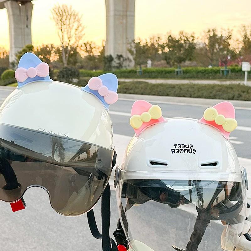 Electric Vehicle Stickers Motorcycle Helmet Decorative Stickers Cat Ear And Bear Ear Accessories Cute Accessories