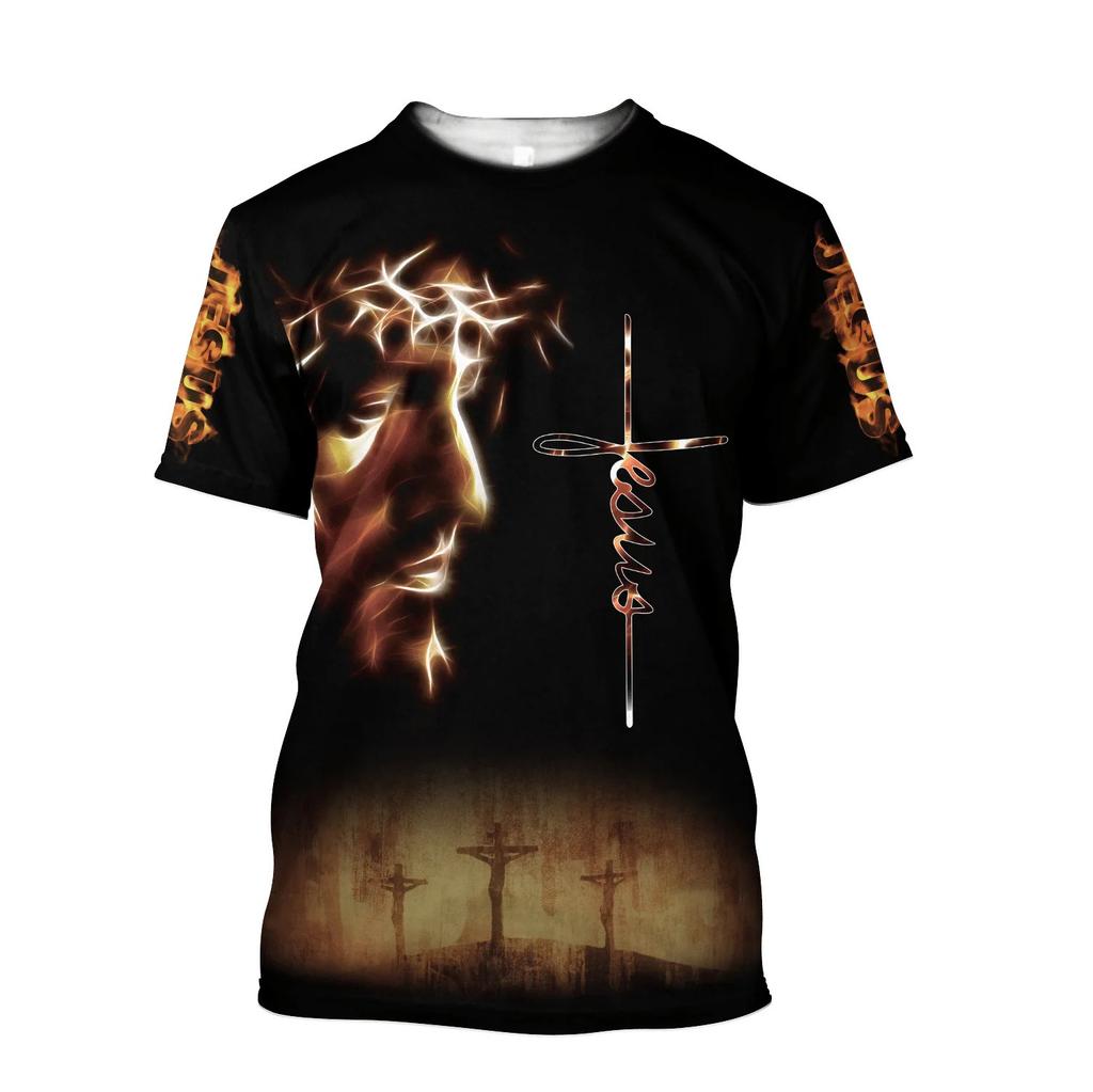 Cross Animal Print Men's Loose 3D Printed Casual Short Sleeved Shirt T-shirt