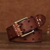 3.8Cm Men'S Belt Genuine Leather Retro Trend Personalized Copper Buckle Belt First Layer Cowhide Belt Cross-Border Hot-Selling Product