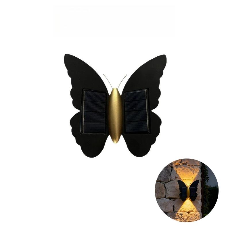 Outdoor Solar Butterfly Wall Light LED Waterproof Night Lamp for Garden Patio Fence Pathway Stairs Courtyard Yard Decor