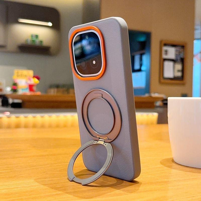 111 ° rotatable bracket iQOO11 mobile phone case magnetic attraction fulcrum for iqoo11t plain leather hard case Ultra