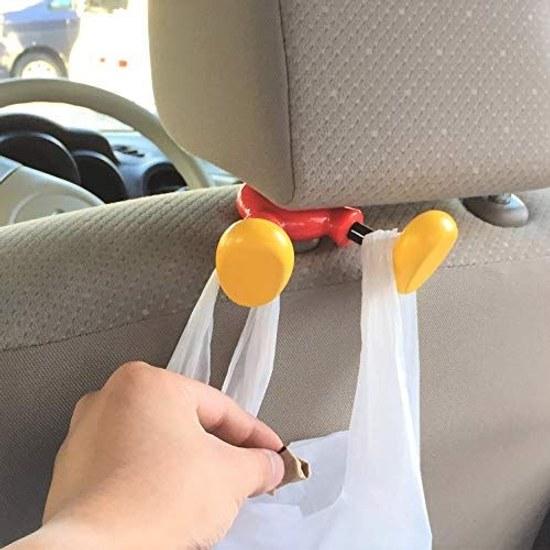 Napolex Mickey Mouse Foot Hook Cars Easily attaches headrest support load capacity 500g Rotates left right Convenient hanging shopping bags umbrellas