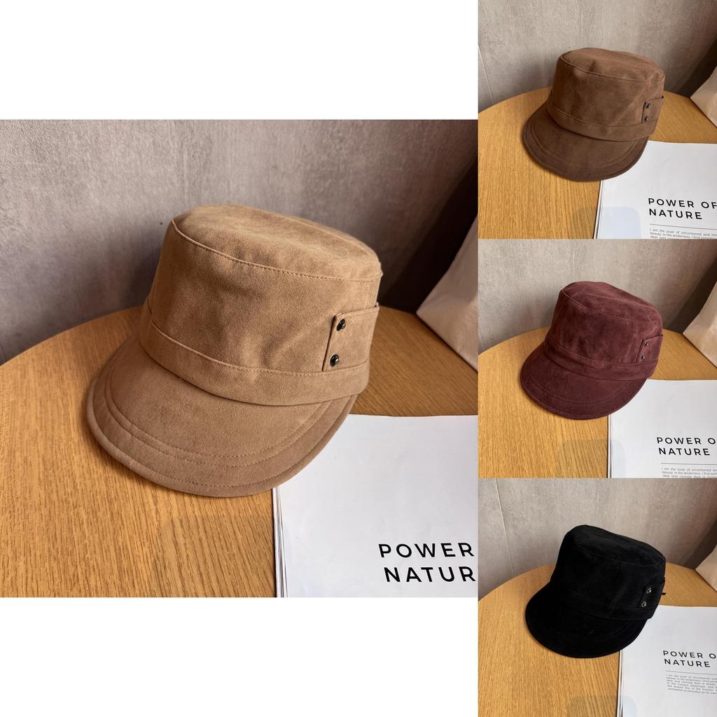 Fashion Solid Color Suede Women Casual Flat Top Hat For Fall And Winter Fashion
