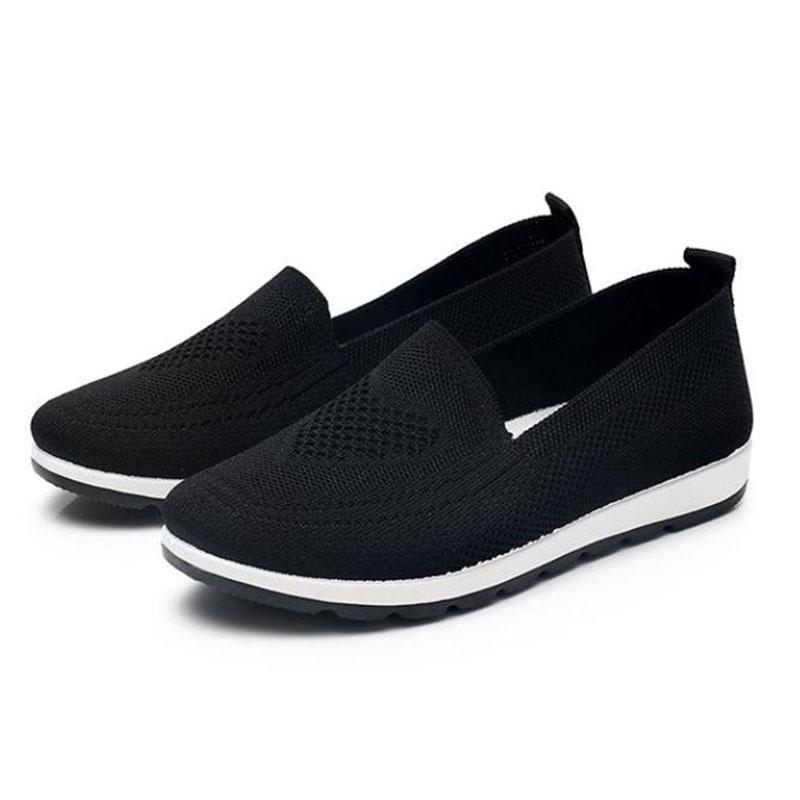 

Модная женская летняя обувь 2025 Новая повседневная обувь Сетчатая дышащая обувь на плоской подошве Удобная обувь на мягкой подошве Нескользящие повседневные женские балетки 35 чёрный