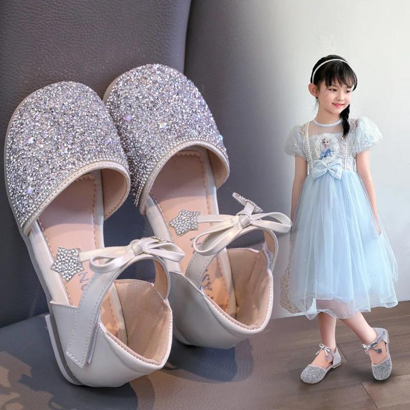 Fashion Children Leather Shoes for Girls Fashion Shiny Casual Mary Janes with Bow-knot Classic British Style School Party Kids Sandals