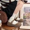 Japanese Lace Cute Round Head Velvet Warm Cotton Shoes 2025 Autumn and Winter New Versatile Light Mouth Mary Jane Shoes Women
