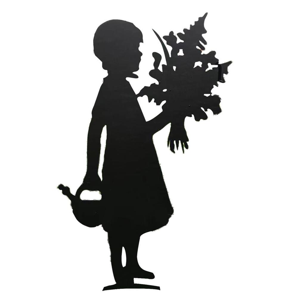 Girl Sculpture Portable Silhouette Stake Sculptures Waterproof Statue Courtyard Decoration for Patio Decor Home