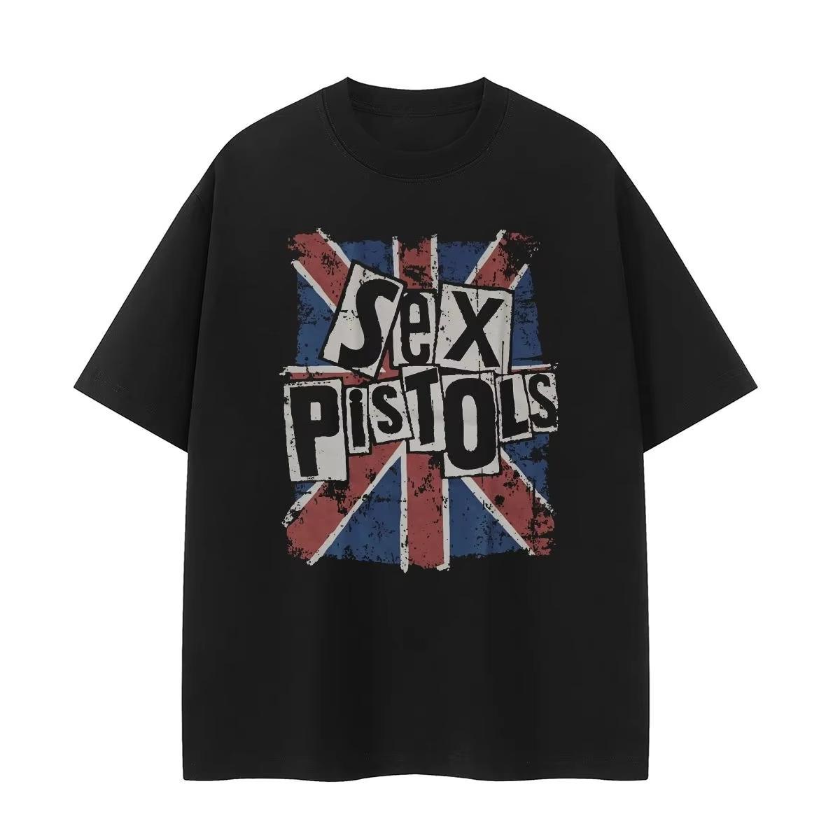 Sex Pistols Sex Pistols Retro American Street Sense Grey VTG Rock Unisexs Summer Shortsleeved Tshirt 4XL