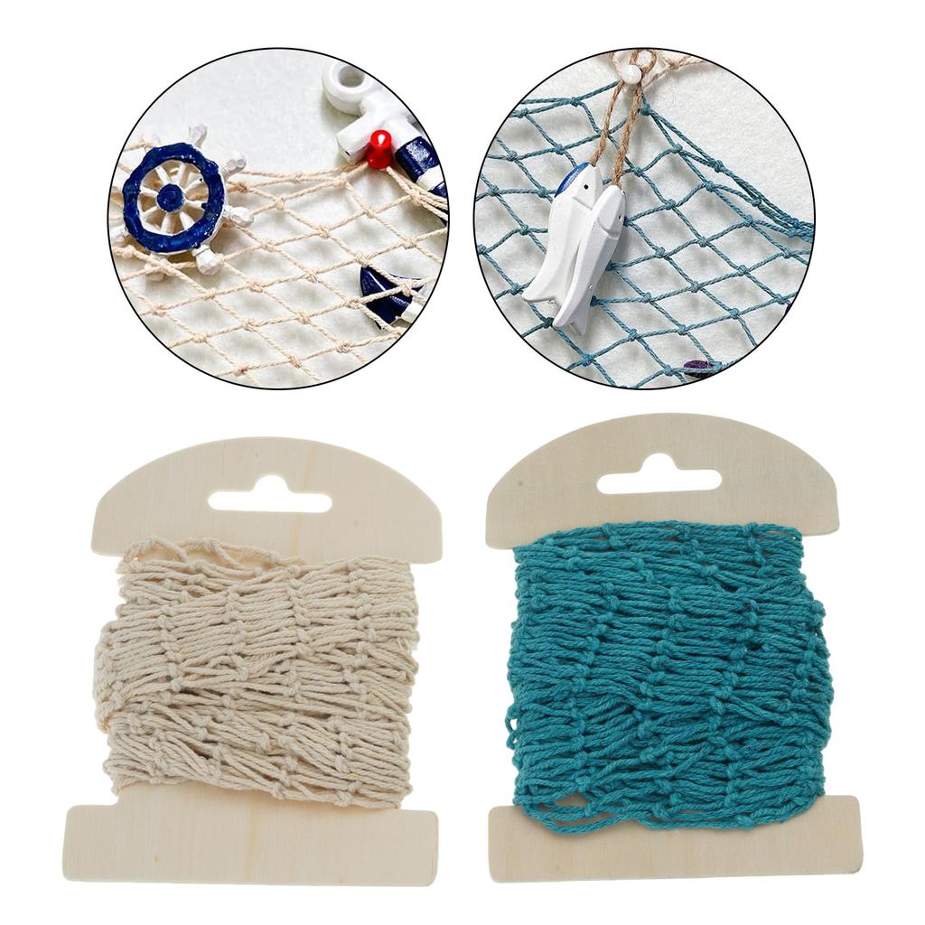 Lot de 2 Filets de Pêche Décoratifs Bleus et Beiges Pour Arrière-plans de Photographie Ambiance Côtière Accessoires Photo