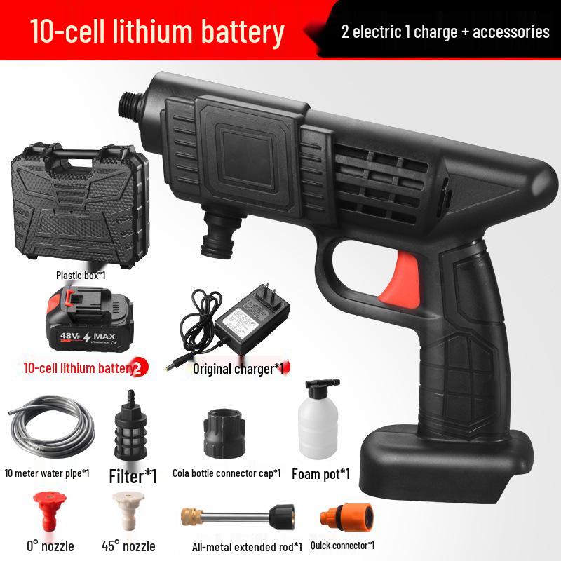 Cordless High-Pressure Washer: Portable Lithium Battery Water Gun for Cars & Garden.