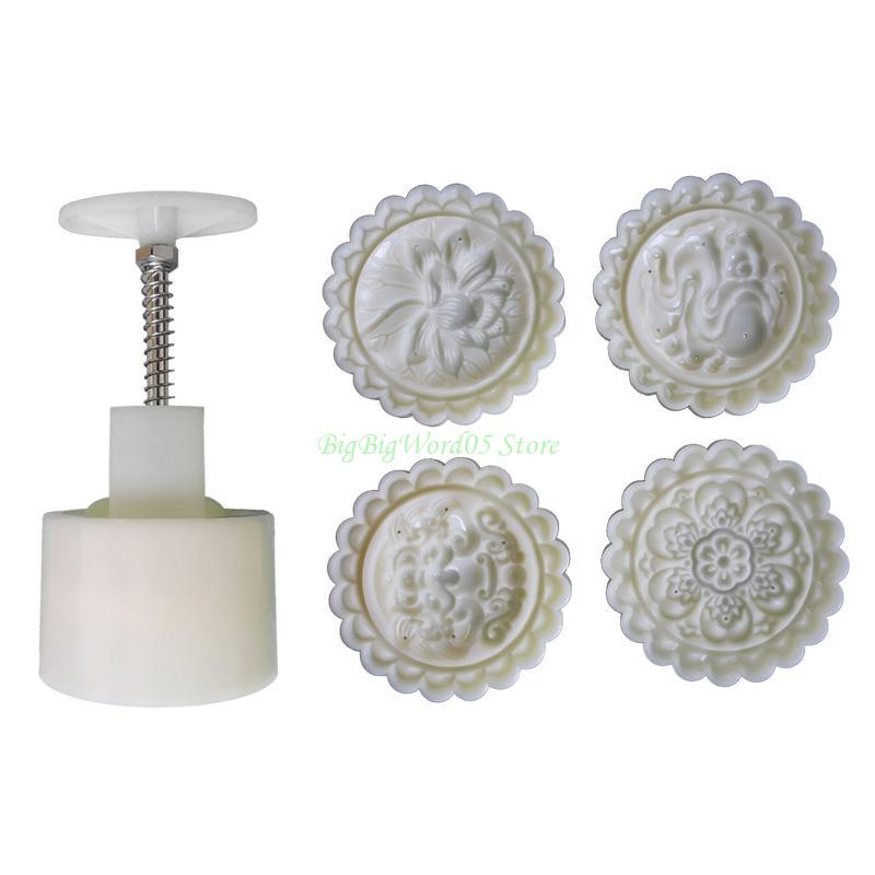 24TE Mooncakes Mold Chinese Pastries Moulds ABS Plastic Cookie Stamp for Baking Lover Hand Pressed Dessert Making Mold