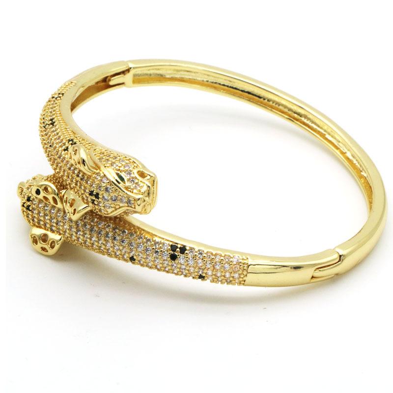 European and American Retro New Leopard Bracelet Exaggerated Trend Zircon Leopard Opening Bracelet
