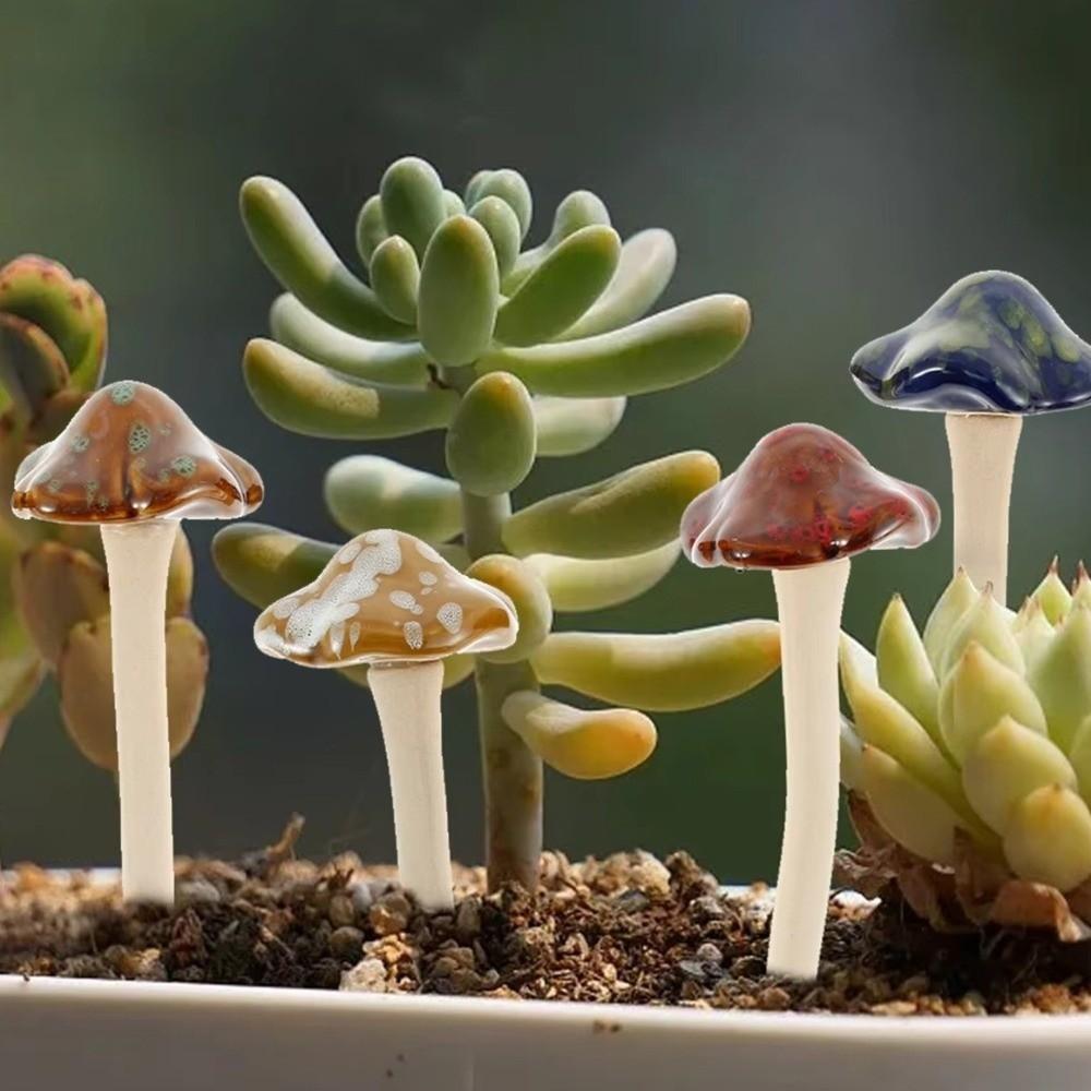 4PCS Realistic Pottery Sculpture Mini Garden Landscape Statue Fairy Mushroom  Flower Pot Decoration