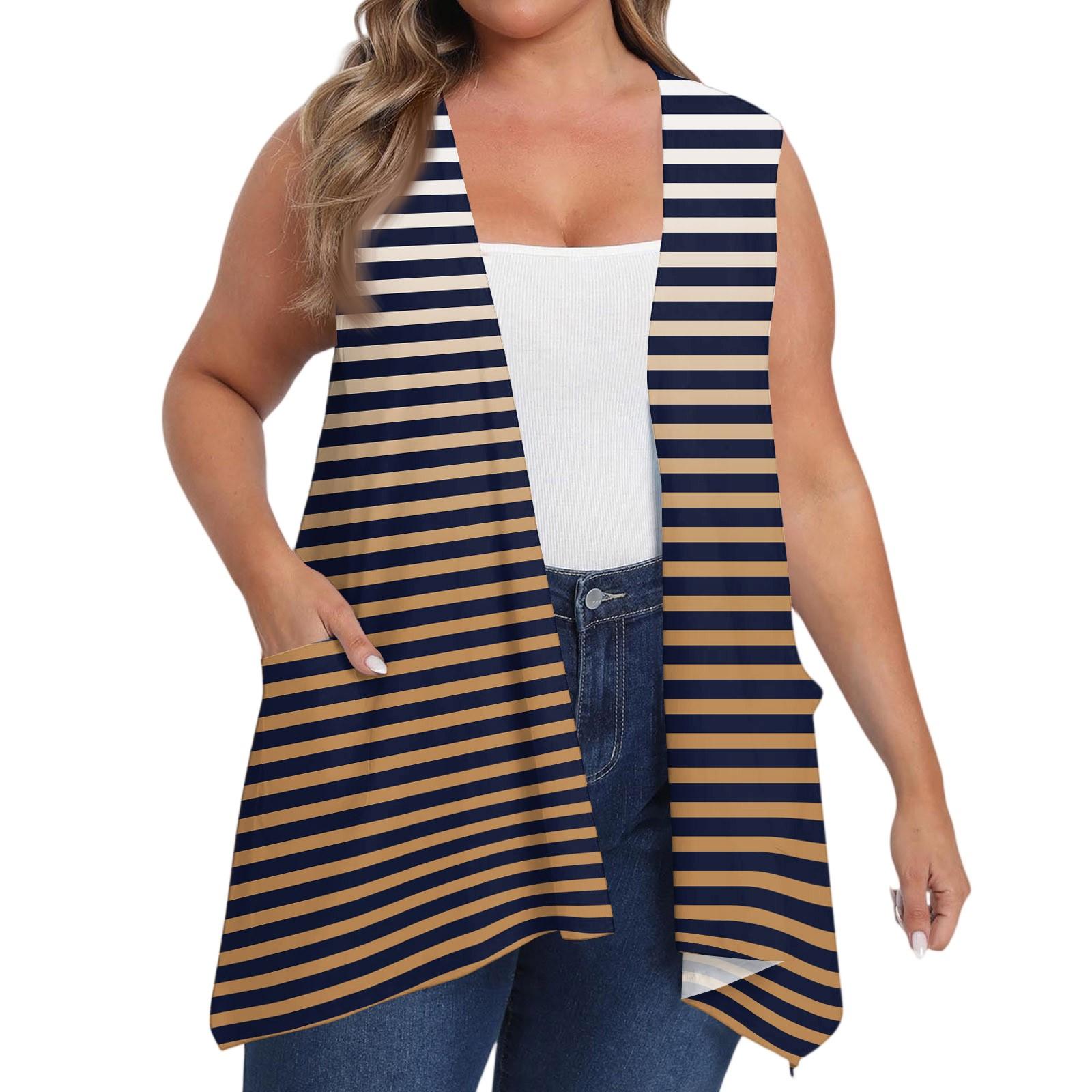 

Женский оверсайз свободный повседневный жилет без рукавов с принтом и карманом, кардиган-жакет XXXL