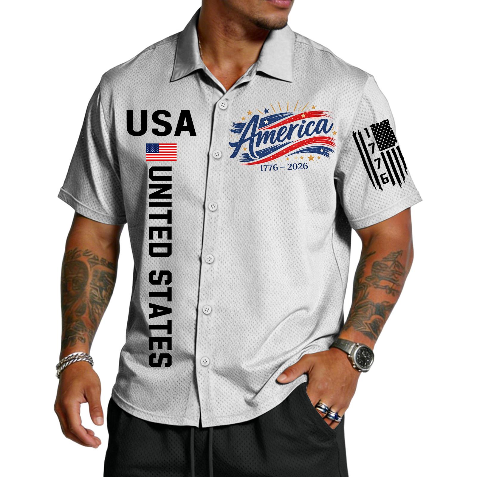 

Men s Casual Lapel Light Breathable Short Sleeve Shirt M білий