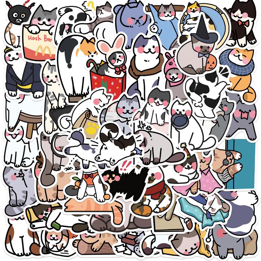 Adorable Kitten & Puppy Stickers: Creative, Waterproof Decals for Notebooks, Bottles, Phones, Skateboards, and Journals.