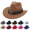 Vintage Studded Bullhead Western Cowboy Hat Ethnic Style Wide Brim Jazz Fedora Hats Tibetan Style Top Hat for Women Men