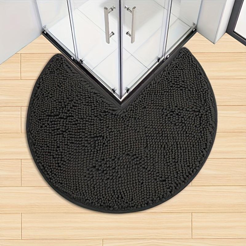 

New Flannel Circular Corner Bath Mat Non-Slip Soft Thicked Floor Mat for Bathroom Absorbent Non-slip Door Mat Home Decoration 80cm x 80cm чёрный