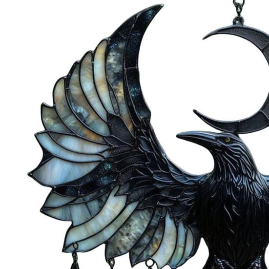 Apanhador de Sol Acrílico Corvo Crescente Leve Fácil de Pendurar Design de Corvo Pendente para Pendurar na Janela Decoração para Casa
