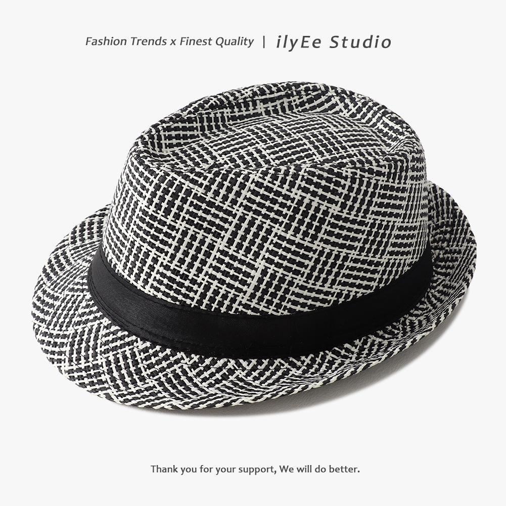 Men's Panama Straw Hat Summer New British Jazz Hat Women's Sunshade Sun Protection Beach Flat Top Hat