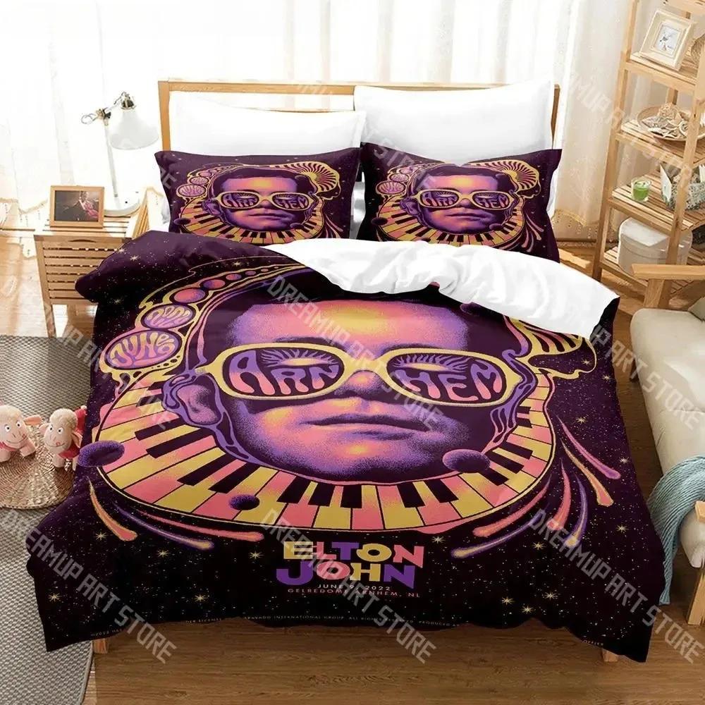 Elton John ADIEU Yellow Brick Road Ensemble de Literie Simple Twin Complet Queen King Size Ensemble de Lit Aldult Enfant Chambre à Coucher Ensemble Housse de Couette EU Single 90x200cm