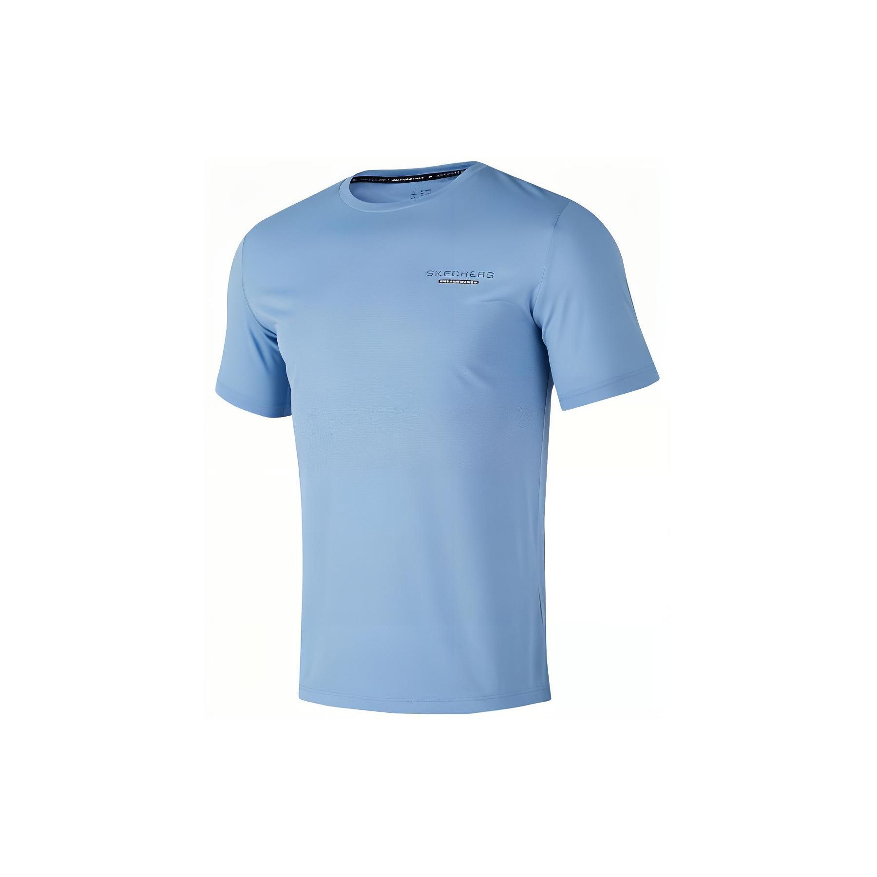 Skechers Letter Round Neck Pullover Comfortable Casual Sports Short Sleeve T-Shirt Men T-Shirts Temptation-Blue P224M084-00MU M