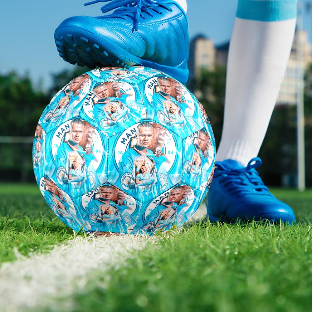 1pc Halaands Manchester City Debut Size 5 Soccer Ball PVC Football Sports Matches Training Outdoor Games Beach Elastic Balls 07e115