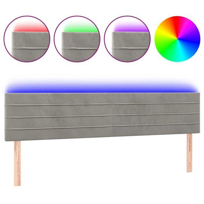 Maison Exclusive - Tête de lit à LED Gris clair 180x5x78/88 cm Velours