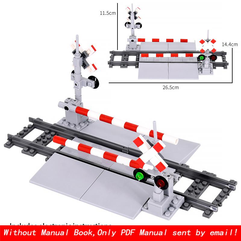 MOC Creative Expert City Train Traffic Lights Railing Crossing Railway Express Bricks Building Blocks DIY Toys for Kids Gifts