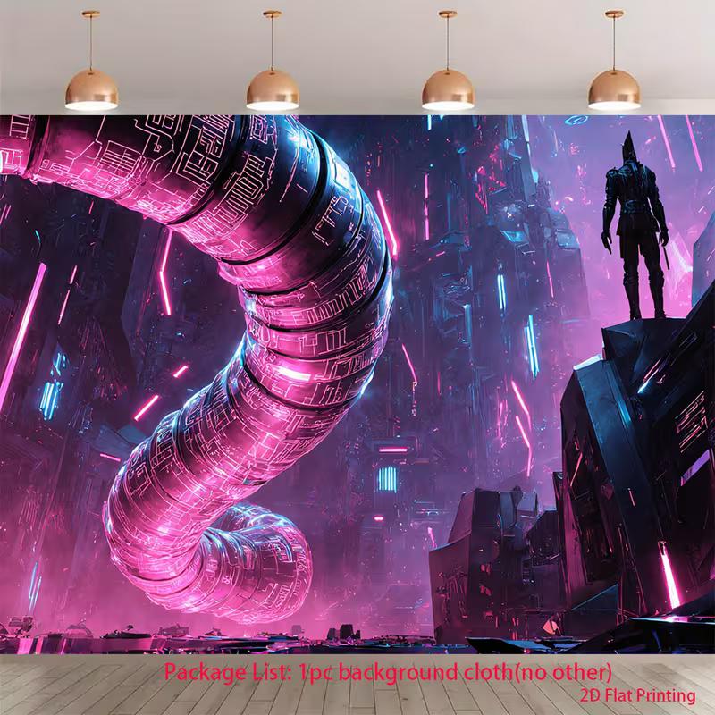 

2D Sci-Fi Futuristic Pink Neon Backdrop for Photo Studio 47.2x31.5inch/120*80cm